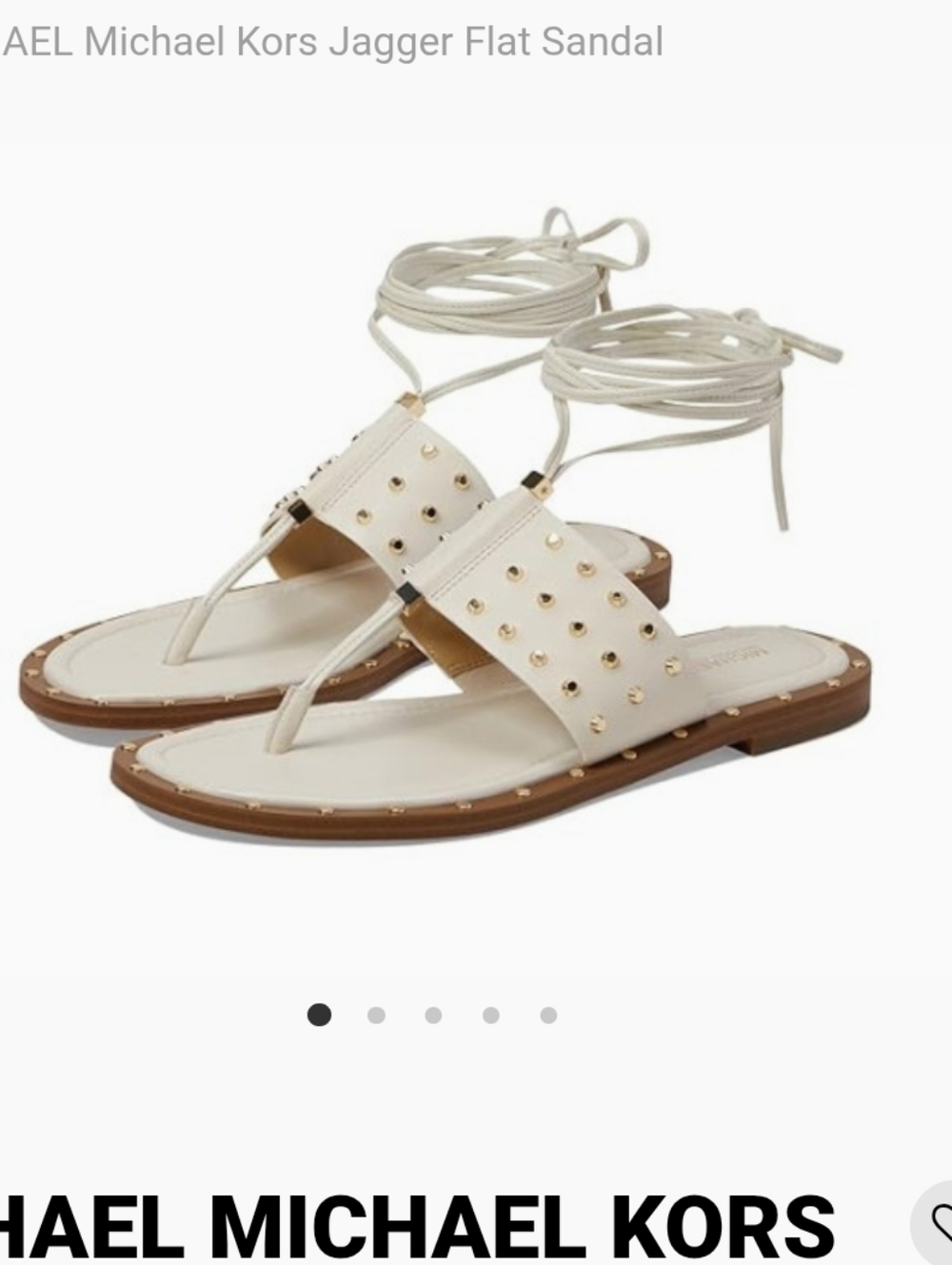 MICHAEL Michael Kors White and Brown Studded Lace-Up Flat Sandals
